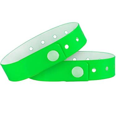 Imagem de Pulseiras de plástico Ouchan multicoloridas – Pacote com 500 pulseiras para festa de reuniões de música em clubes de eventos, Neon Green 500
