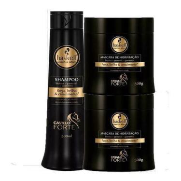 Imagem de Kit Haskell Cavalo Forte 1 Shampoo E 2 Máscaras 500ml/g