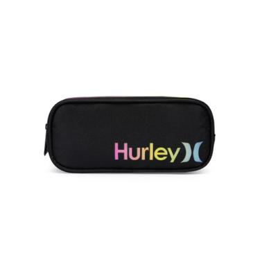 Imagem de Estojo Hurley Necessaire Porta Lápis Divisórias Escolar, U, PRETO