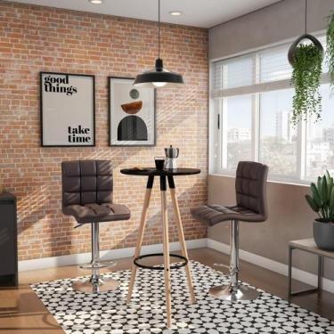 Imagem de Conjunto com 2 Banquetas Giratórias Fion Marrom Escuro - Mobly