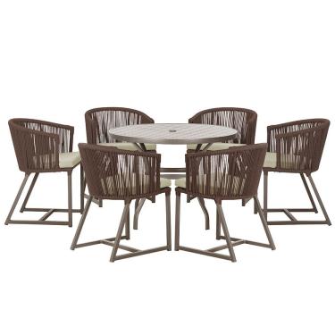 Imagem de Mesa com 6 Cadeiras de Jantar Roma 120cm e Noronha em Alumínio