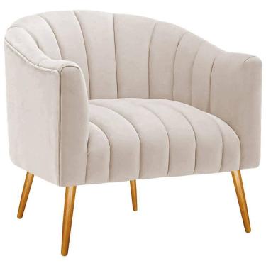 Imagem de Poltrona Decorativa Sala De Estar Recepção Senna Linho - Doce Sonho Móveis Cor Cinza Claro