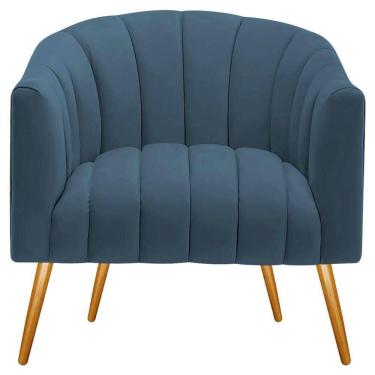 Imagem de Poltrona Decorativa Sala De Estar Recepção Senna Linho - Doce Sonho Móveis Cor Azul Royal