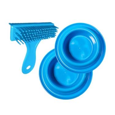 Imagem de Kit 2 Comedouros Anti-Formiga 300ml + Rastelo para Gatos – Prático e Higiênico (AZUL)
