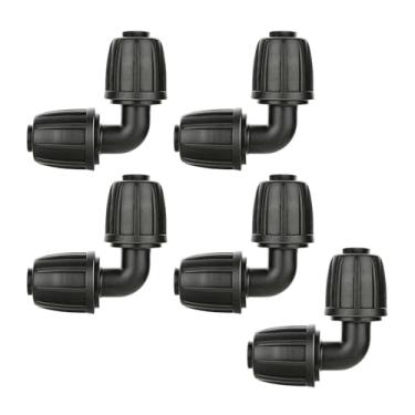 Imagem de RLECS 5 peças 1/2 polegada preto tubo de irrigação por gotejamento gancho de bloqueio conector reto comprimento 65 mm plástico jardinagem jardim encaixe gotejamento para estufa canteiros de flores