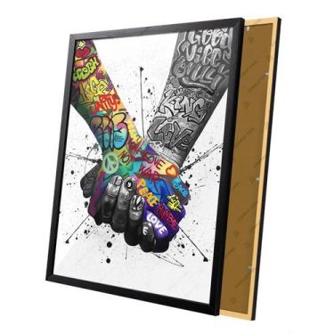 Imagem de Quadro Casal de Mãos Dada Juntos Apaixonados Moldura e Vidro - Complet