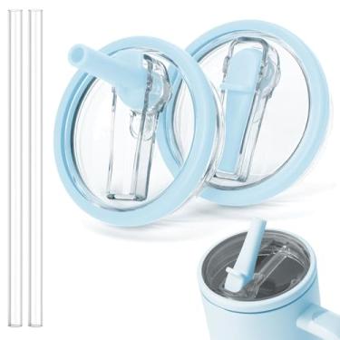 Imagem de TIZHJOZI Tampa de canudo de substituição para copo Stanley Quencher de 850 g - 2 peças de tampas de copo à prova de vazamento com canudo, capa de copo à prova de derramamento compatível com acessórios