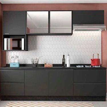 Imagem de Cozinha Completa Línea Com 7 Portas 4 Gavetas E 4 Prateleiras 260cm De Largura Bartira Grafite