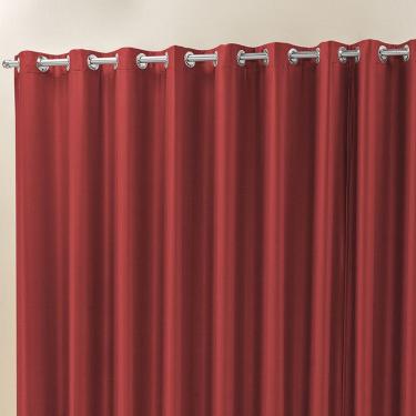 Imagem de Cortina Madri 4,00M X 2,50M Vermelha Liso Tecido Semi Blackout Para Sala Quarto