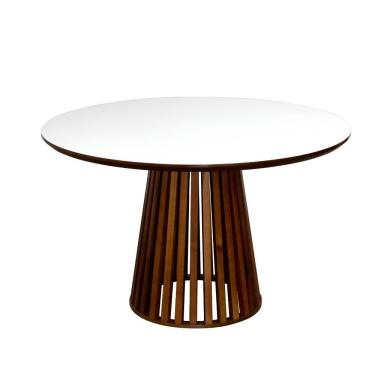 Imagem de Mesa De Jantar Redonda Luana Amadeirada 120Cm - Branco