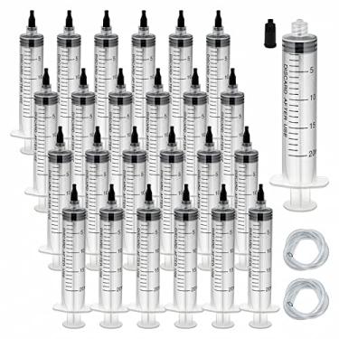 Imagem de Omawrf Pacote Com 30 Seringas Plásticas Estéreis De 20 Ml, Embalagem Individual (Sem Agulha), Luer Lock Adaptador Tampa, Tubo Macio, Medição Para Laboratórios Científicos, Líquidos, Alimentação Anim