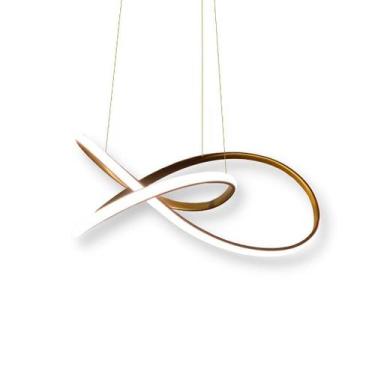 Imagem de Lustre Pendente De Led Luminária 45W Dourado 50Cm - Nj Iluminação