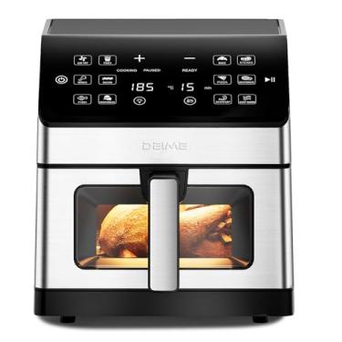 Imagem de deime Fritadeira A Ar 6,5 Qt Sem Óleo, 1700 W, Grande Capacidade, Forno, Fritadeira, Fogão Saudável Com 10 Predefinições, Janela De Cozimento Visual, Cesto Antiaderente