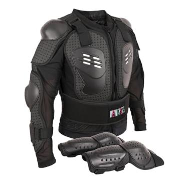 Imagem de WEWAYSTEP Jaqueta Infantil Para Motociclista, Equipamento Motocross, Protetor De Tórax E Caneleiras Corpo Inteiro (Eua, Alpha, Extrapequeno, Normal, Preto)