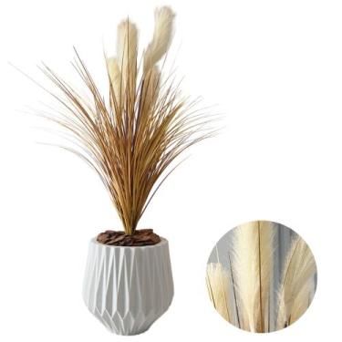 Imagem de Campim Dos Pampas Artificial com Vaso Completo Planta - Flor Imp