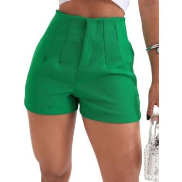 Imagem de Bermuda Em Alfaiataria Básico Feminino Casual Com Bolsos Zíper Frontal