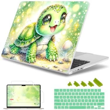 Imagem de May Chen [Novo padrão 2025] para MacBook Air 13,5 polegadas Capa M2 M3 M4 Chip Modelo: A2681 A3113 A3240, versão 2022-2025, capa rígida com protetor de tela e película de teclado - Terrapin aquarela