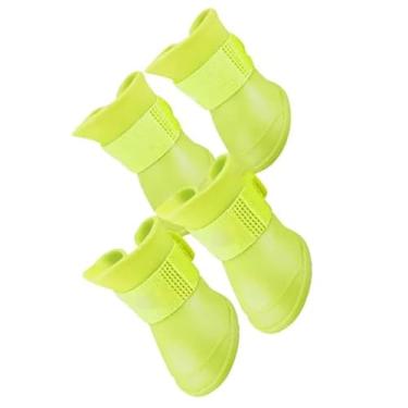 Imagem de ZJchao Sapatos de Cachorro, 4 PCs Dog Silicone Boot Skid Protop Soft Dog Rain Sapatos de Cachorro Botas Botas de Calçados Ao Ar Livre Botas de Chuva de Cachorro Com Uma Sola de Cachorro (M)