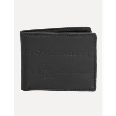 Imagem de Carteira Calvin Klein Jeans Couro Monotype Full Logo Preta, UN