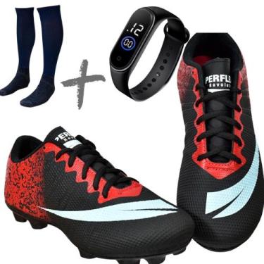 Imagem de Chuteira Campo Adulto Infantil Meião + Relógio - PERFLEX Revolution, P