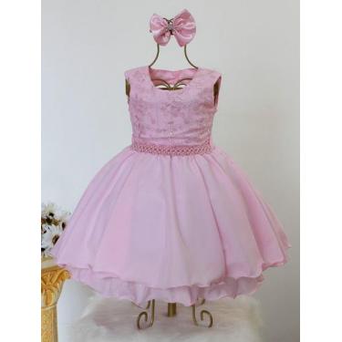 Imagem de Vestido Infantil Daminha Formatura Rosa Luxo E Tiara - festa luxo, Ros