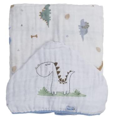 Imagem de Toalha com capuz Baby Joy Soft Estampada com Bordado - Dino