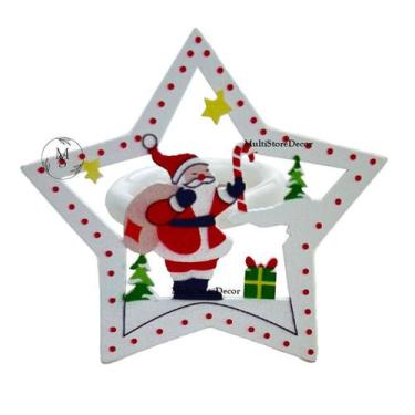 Imagem de KIT 06 Argola Porta Guardanapo Anel Estrela Noel Madeira Natal Festa C