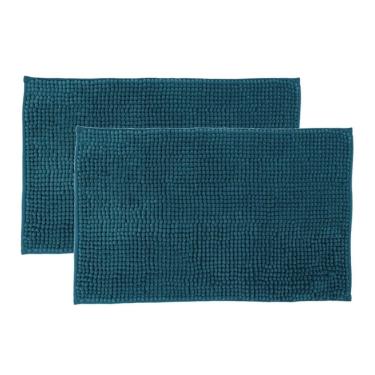 Imagem de Kit 2 Tapetes Banheiro Antiderrapante Azul Claro 58x38cm