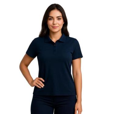 Imagem de Camiseta Polo Baby Look Azul Marinho - Fardas Uniformes,  M