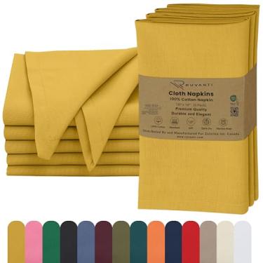 Imagem de RUVANTI Conjunto De 6 Guardanapos Pano Ruvanti, 45X45 Cm, 100% Algodão, Laváveis, Macios E Absorventes, Perfeitos Para Jantares Casamento, Natal Ação Graças - Mostarda Picante