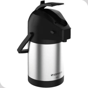 Imagem de Garrafa Térmica 1,9L Excellence Inox E Preta Soprano