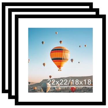 Imagem de JCJMY Conjunto de 3 porta-retrato de 56 x 56 cm preto com tapete de 45 x 45 cm, para exibição de foto 45 x 45 cm com tapete ou 55 x 55 cm sem tapete, moldura grande para pôster 56 x 55 cm com acrílico