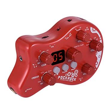 Imagem de summina Pedal De Distorção Para Guitarra, Processador Multiefeitos, 15 Tipos Efeitos, 40 Ritmos Bateria, Função Afinação Com Adaptador Energia (Vermelho)