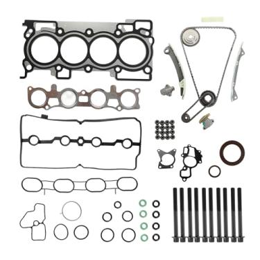 Imagem de Conjunto de juntas de cabeça de motor com parafuso de cabeça de cilindro kit de corrente de distribuição adequado para Nissan Sentra Cube Versa 1.8L 2007-2012 HS26338PT 13085-ET010 15041-EN20A 13028