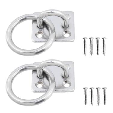 Imagem de KUMGROT 2 peças 0,24"/6 mm 304 almofada de olho quadrada resistente de aço inoxidável com parafusos, kit de gancho montado na parede de teto para rede, navio de balanço