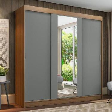 Imagem de Guarda-roupa Casal Madesa Reno 3 Portas De Correr Com Espelho Rustic/C