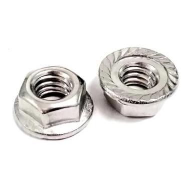 Imagem de 8 Porcas Flangeada Eixo De Bicicleta 5 por 16 Cromado Chave 1 por 2 - 