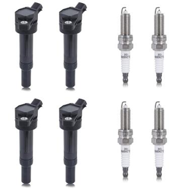 Imagem de KUIPERAUTO Conjunto De 4 Bobinas Ignição E Velas Compatíveis Com Hyundai Elantra Tucson Kia Forte Soul 2011-2018 273002E000 Uf651 Gn10633