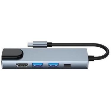 Imagem de Adaptador 5 Em 1 Hub Usb Rede Hdmi Type C - Knup