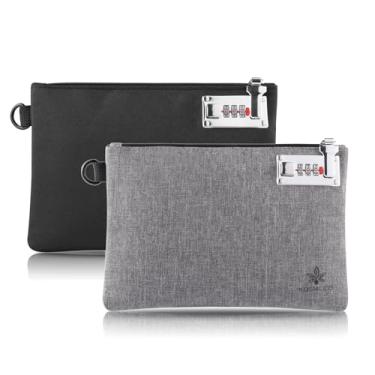 Imagem de KOSMCCO 2 unidades de bolsa de dinheiro com cadeado – Bolsa de bloqueio de 16,5 x 25,4 cm para dinheiro, depósitos bancários, joias, passaportes, carteira, medicamentos, telefone e cartões de crédito