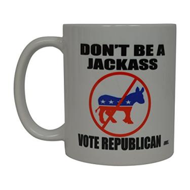 Imagem de Rogue River Tactical Caneca de café divertida conservadora Don't Be A Jackass Vote Republican Political Novelty Cup Right Wing GOP