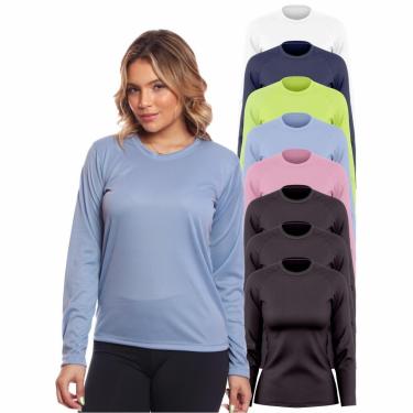 Imagem de Kit 8 Camisa Feminina Camiseta Térmica Proteção Solar Uv .-Feminino
