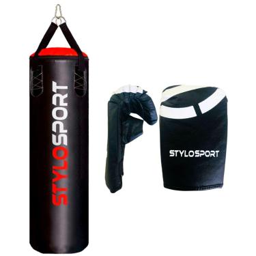 Imagem de Saco de Pancada Stylo 120 x 100 + Luva Bate Saco Treino - Preto