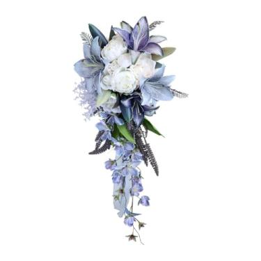 Imagem de Sclmgo Buquê de Casamento em Formato de Gota D'água, Buquê Portátil com Flores Artificiais, Buquê de Noiva para Aniversário de Casamento E Formatura