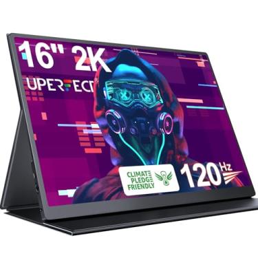 Imagem de UPERFECT Monitor portátil para jogos 2K 120Hz, 16 polegadas, 2560 x 1600 QHD, monitor portátil de 500 Nits HDR FreeSync com VESA e funda inteligente, mate, IPS, cuidado dos olhos,