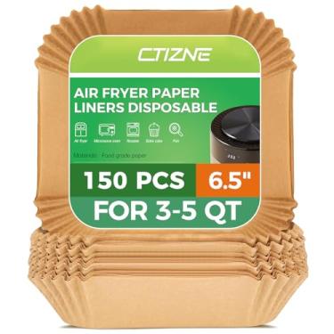 Imagem de Forros descartáveis para fritadeira a ar – 150 peças de papel de pergaminho quadrado de 150 cm para fritadeira a ar livre, forros de cesta antiaderentes para forno a vapor e micro-ondas