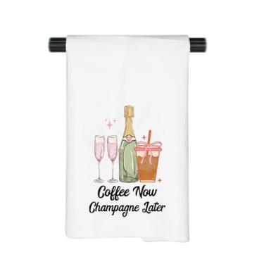 Imagem de JNIAP Coffee and Champagne Lover Gifts Coffee Now Champagne Later Toalha de cozinha Champagne Bebedor Presente (Coffee Now Toalha de champanhe)