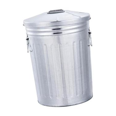 Imagem de Fenteer Lixeira de Metal para área Externa de 8L com Tampa de Vedação, Composteira Rústica E Resistente para Resíduos