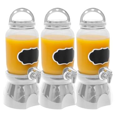 Imagem de Kit Suqueiras Com Suportes 3,6L Para Suco Galão Com Tampa Torneira para Água Saborizada Suco Líquidos Eventos (3, BRANCO)