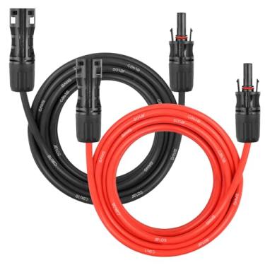 Imagem de Cabo de extensão de painel solar – Cabo solar de 8 AWG 6 m, fio fotovoltaico de calibre 8 com conector à prova d'água fêmea e macho para trailer, sistemas fotovoltaicos, casa, barco, painéis solares